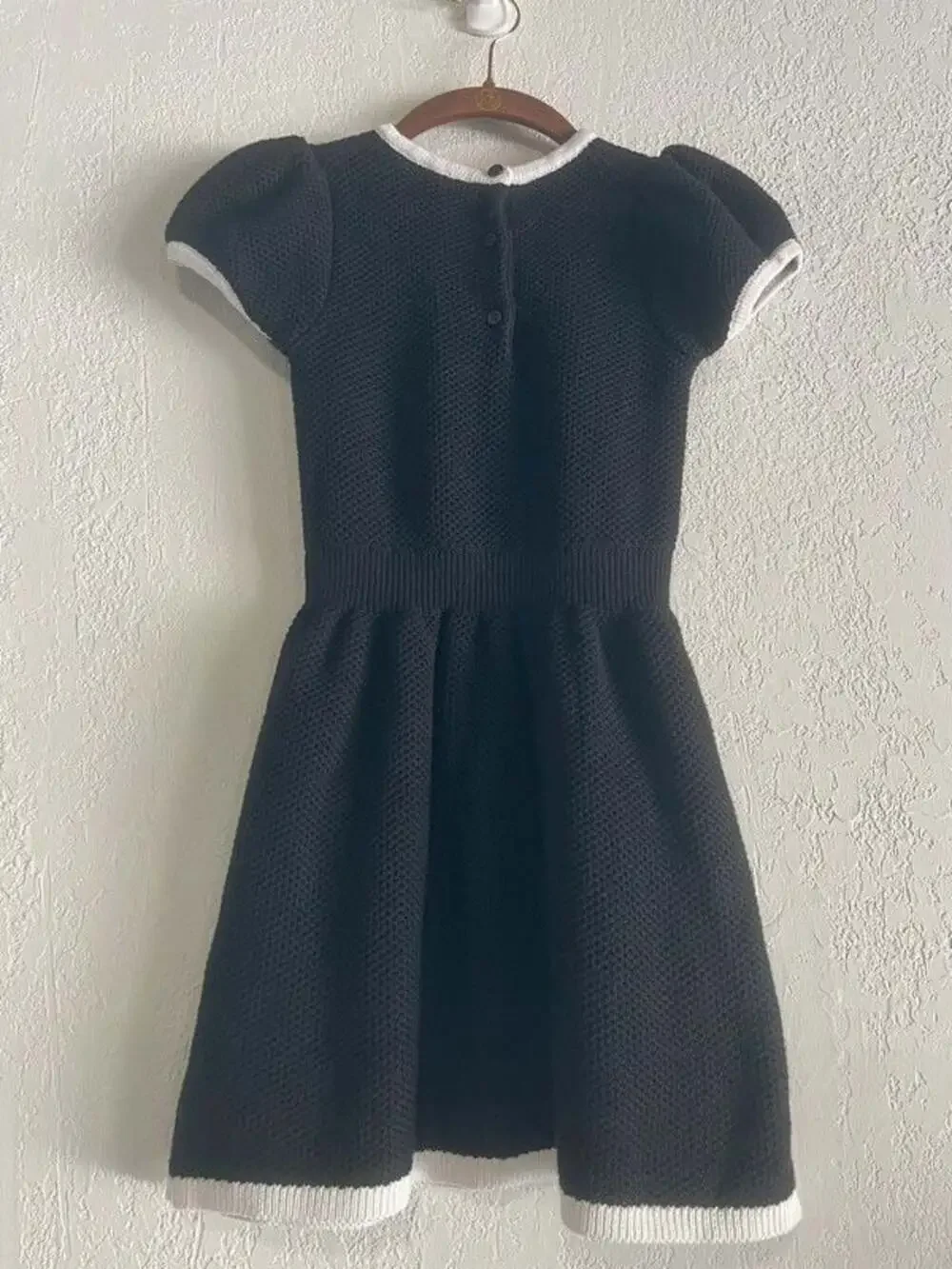 Janie and Jack Size 6 Black Knit Bow Sweater Dress - Classic & Preppy